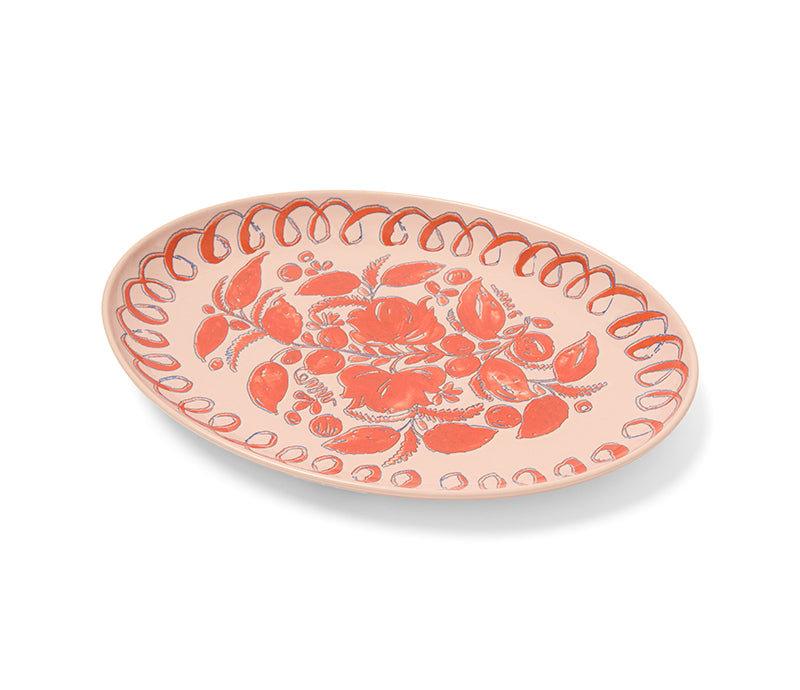 Amalfi Stoneware Oval Tray - Pink