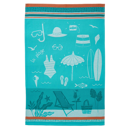 Coucke À La Plage Blue Tea Towel