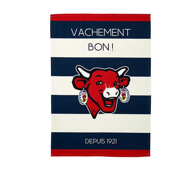 Coucke La Vache Qui Rit Rayé Bleu Tea Towel