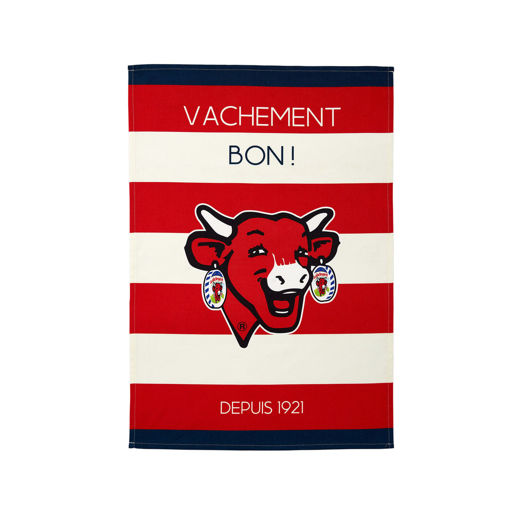 Coucke La Vache Qui Rit Rayé Rouge Tea Towel