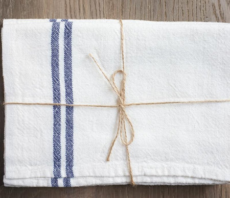 Caravan Vintage Linen Ivory/Navy Tea Towel - Lothantique Canada