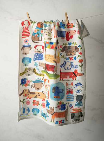 Bon|Artis Painted Dog Tea Towel