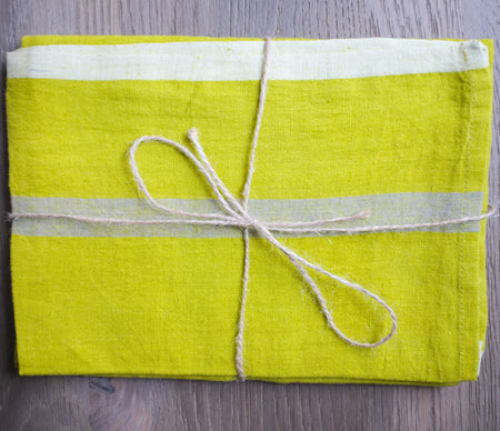 Caravan Laundered Linen Lime/Grey Tea Towel