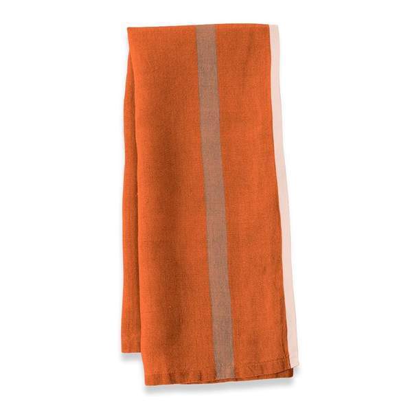 Caravan Laundered Linen Orange/Natural Tea Towel - Lothantique Canada